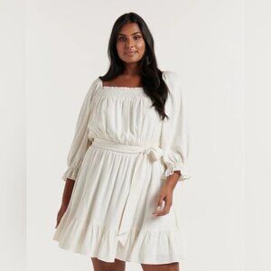 Ever New Talia Curve Square Neck Mini Dress New With Tags Size 16 Porcelain